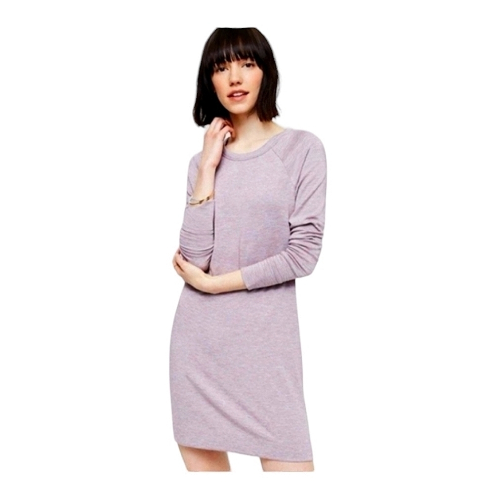 LOU & GREY Signature Soft LS Pullover Sweatshirt Dress in Purple Pink sz XS